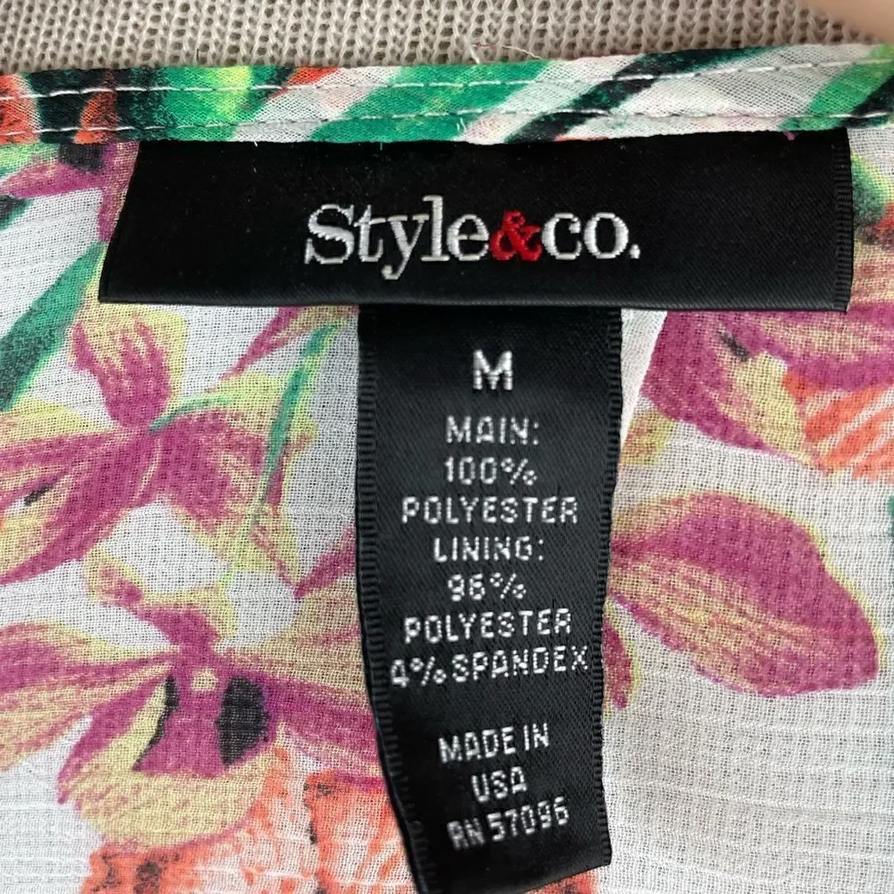 Style & Co. Floral Tunic Top Size M EUC